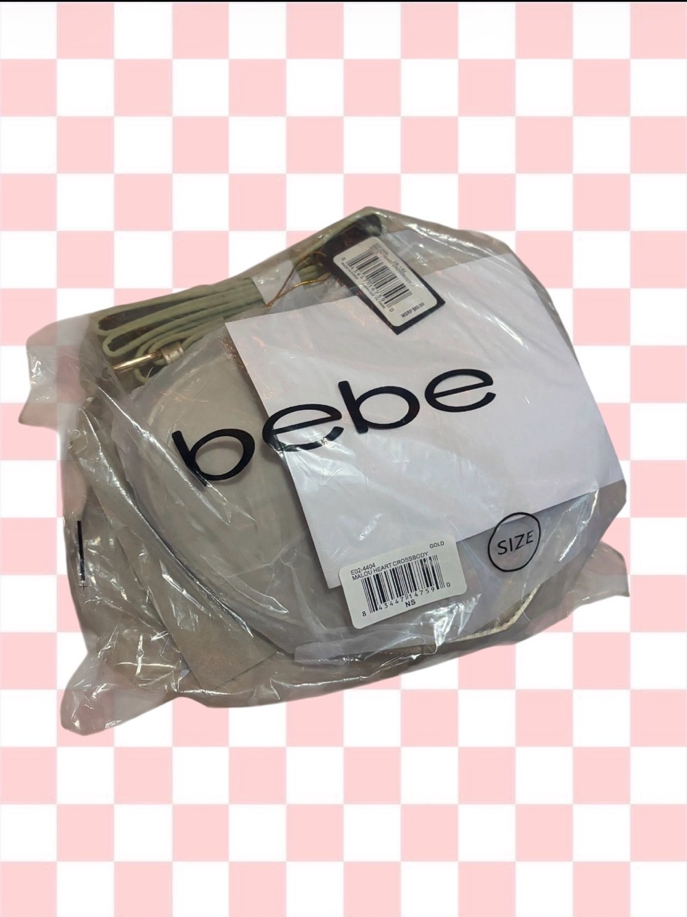 bebe Metallic Gold Malou Heart Crossbody Bag